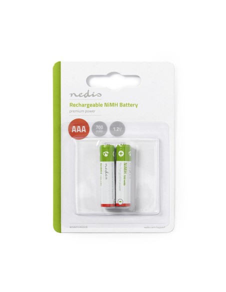 NEDIS RECARGABLE NI-MH AAA | 1.20 V | AAA | 700 MAH | PRECARGADO |PACK 2 | BLÍSTER.